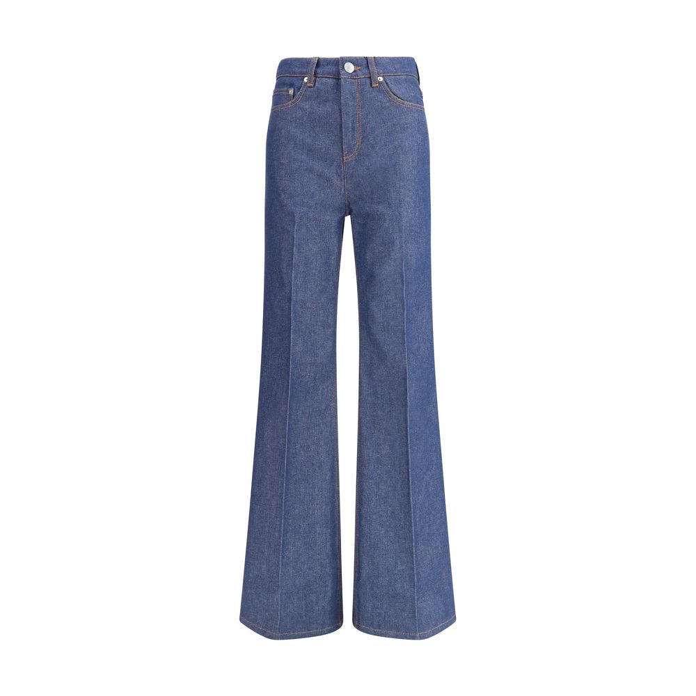 Ami Paris Blue Cotton Flared Jeans