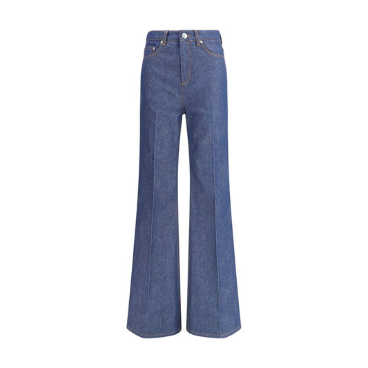 Ami Paris Blue Cotton Flared Jeans
