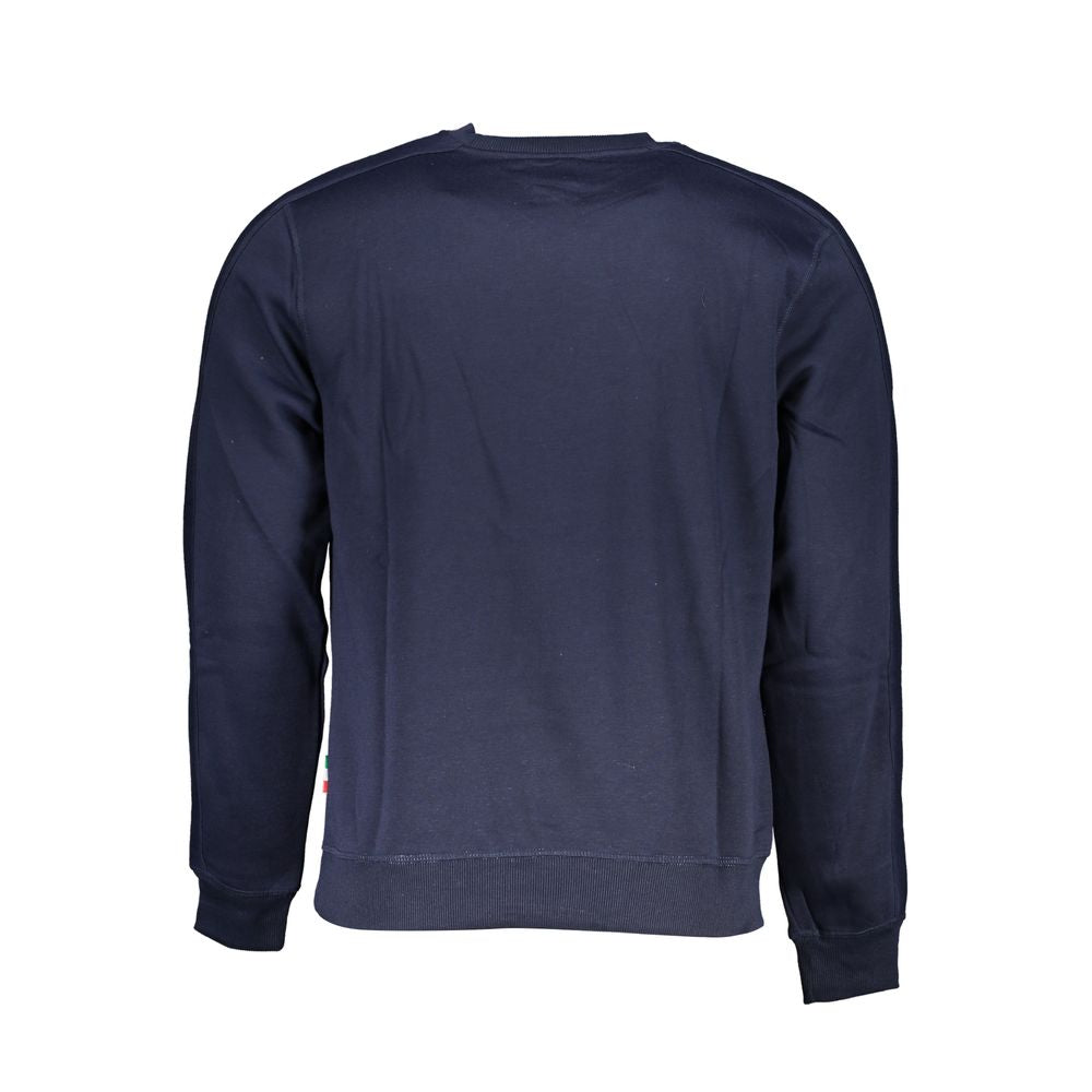 Back view of Gianmarco Venturi Blue Cotton Sweatshirt with long sleeves and crew neck