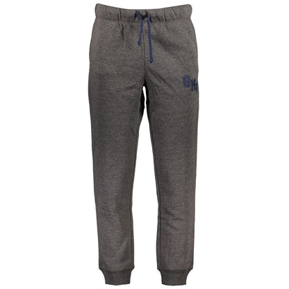 Gianmarco Venturi Gray Cotton Pant, fleece sports trousers with elastic waist and laces, featuring 3 pockets, ankle cuff, embroidery logo.