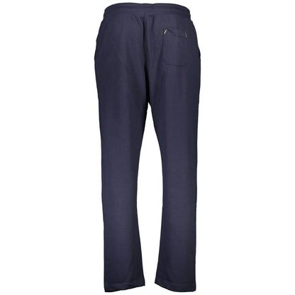 Gianmarco Venturi Blue Cotton Pant, sports trousers with elastic waist, lace ties, brushed finish, contrasting details, embroidery, and logo.