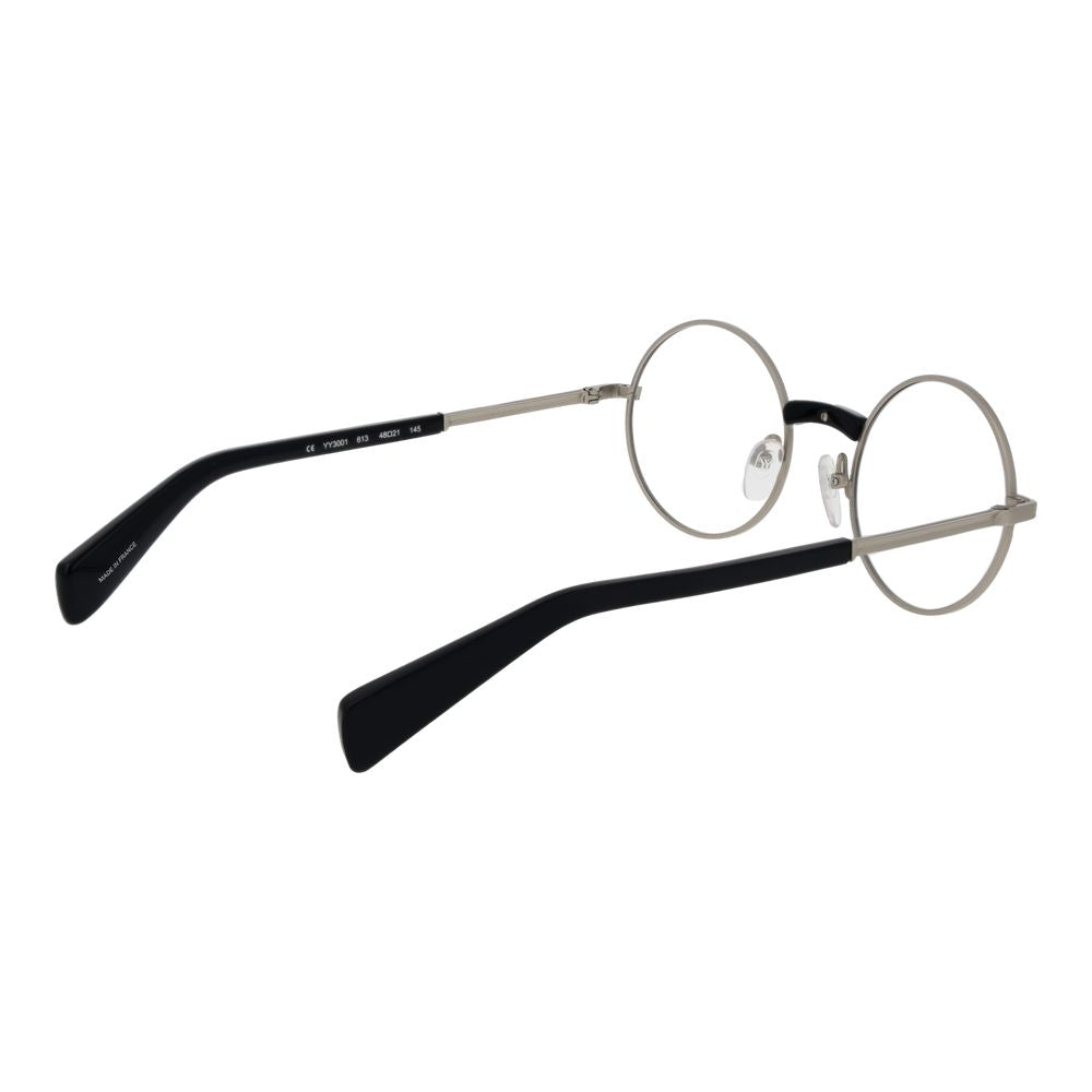 Yohji Yamamoto Silver Monel Glasses (Frames) with full-rim, round silver frame, unisex design, includes branded soft case
