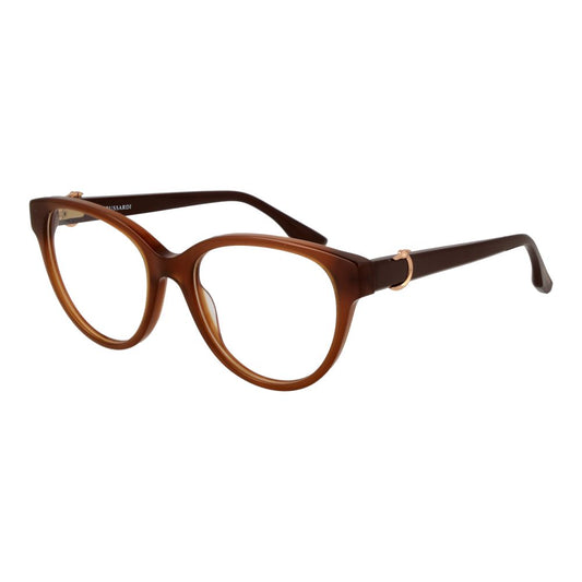 Trussardi Brown Acetate Glasses (Frames) for women with full-rim butterfly style and durable acetate material.