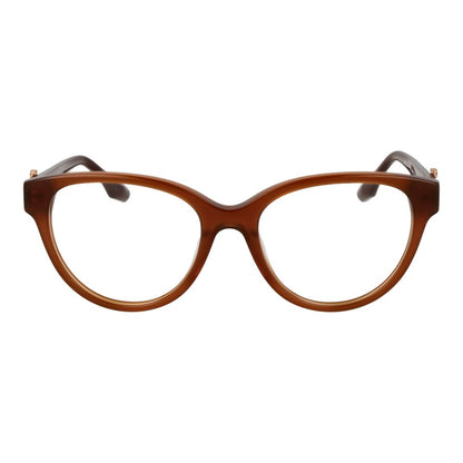 Trussardi Brown Acetate Glasses (Frames) for women with full-rim butterfly style, demo plastic lenses, and spring hinge in branded case.