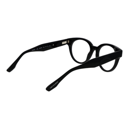 Trussardi Black Acetate Glasses (Frames) unisex eyewear with full-rim black acetate frame and demo lenses, spring hinge for comfort