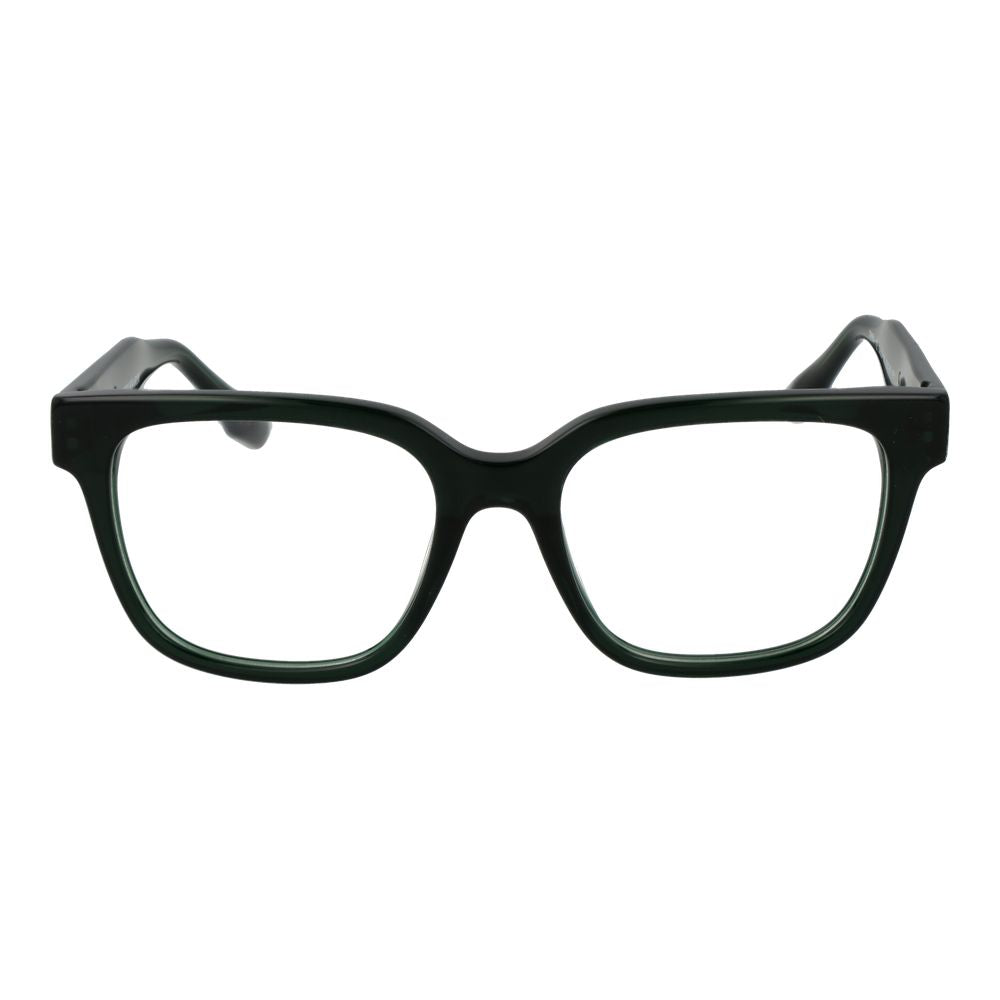 Trussardi Green Acetate Glasses (Frames) for men, full-rim square style with demo lenses, featuring green acetate material and spring hinges.