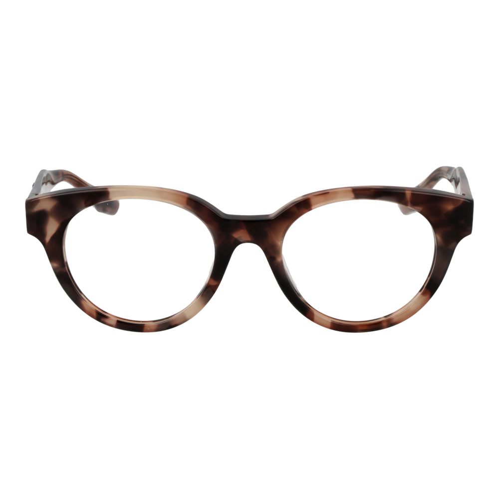 Trussardi Brown Acetate Glasses (Frames) with full-rim browline style and demo plastic lenses, featuring a brown pattern.