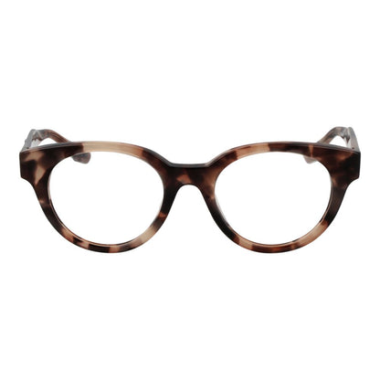 Trussardi Brown Acetate Glasses (Frames) with full-rim browline style and demo plastic lenses, featuring a brown pattern.
