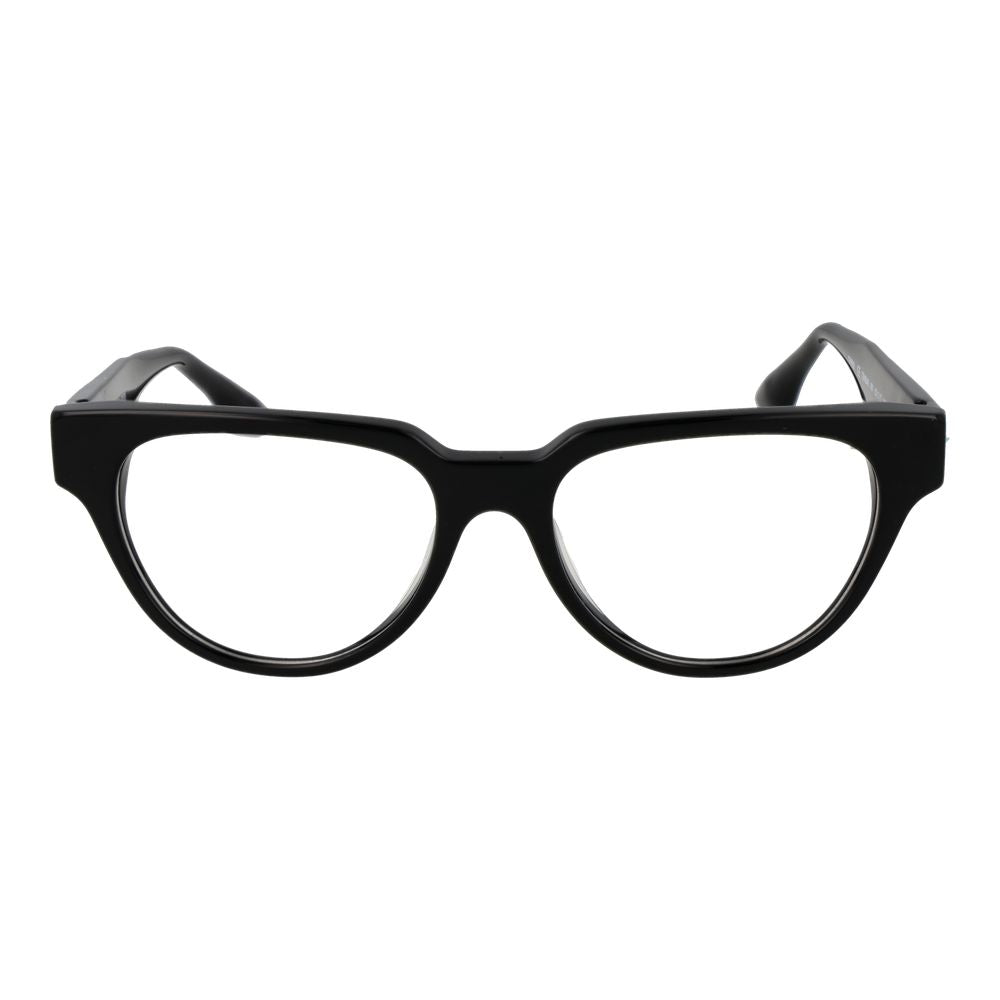 Trussardi Black Acetate Glasses (Frames) for women, full-rim style with demo plastic lenses, 53mm width, black color, spring hinge.