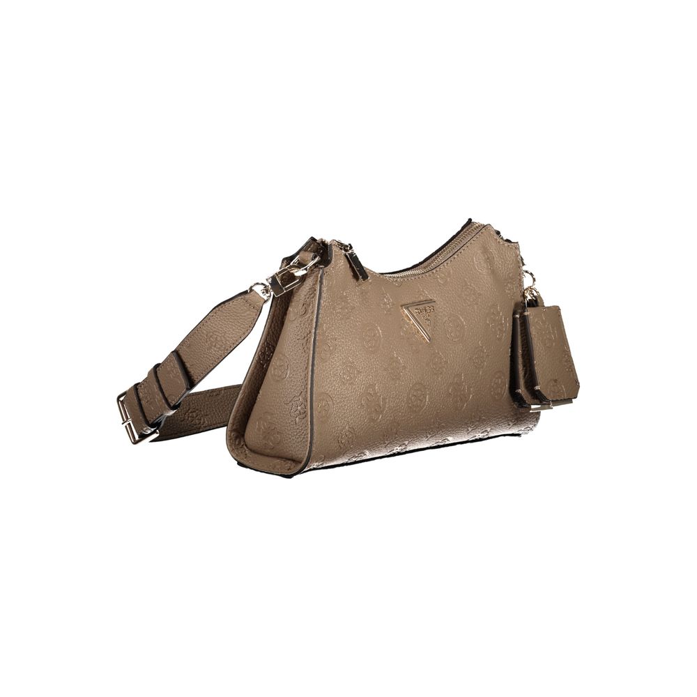 "Guess Jeans Beige Polyethylene Handbag with adjustable strap, external and internal pockets, and protective feet"