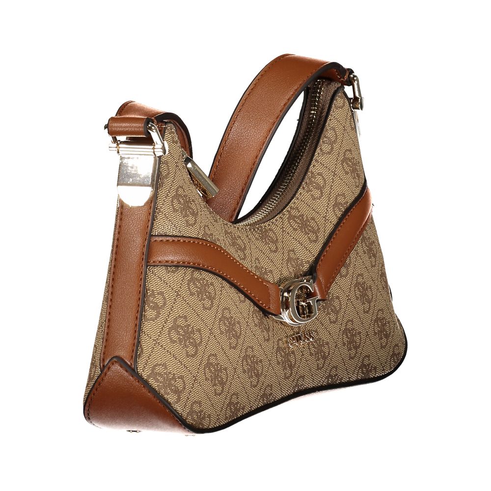 Guess Jeans Beige Polyethylene Handbag with zip closure, contrasting details, logo, and protective feet; perfect shoulder bag with card spaces.