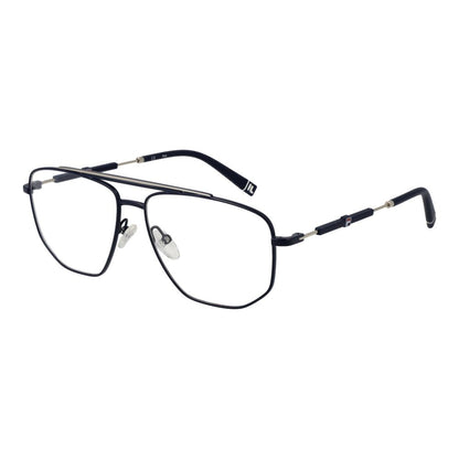 Fila Blue Stainless Steel Glasses (Frames) full-rim aviator style for men with demo lenses and branded case included.