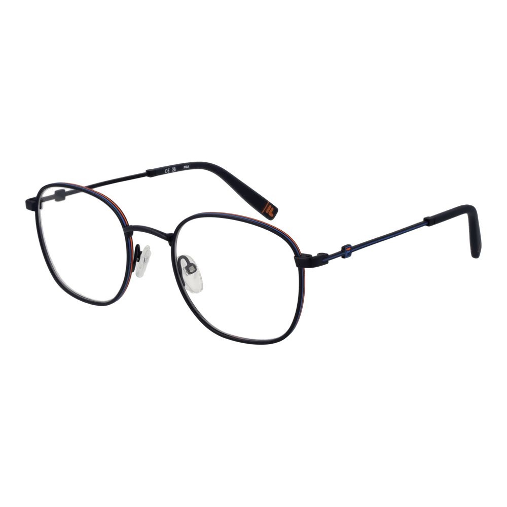 Fila Blue Stainless Steel Glasses (Frames) - Unisex full-rim blue frames, stainless steel, demo lenses, panto style.