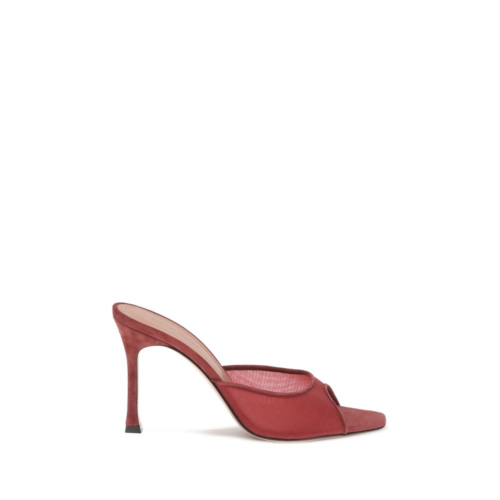 Amina Muaddi Red Polyester Stiletto Heel Sandals
