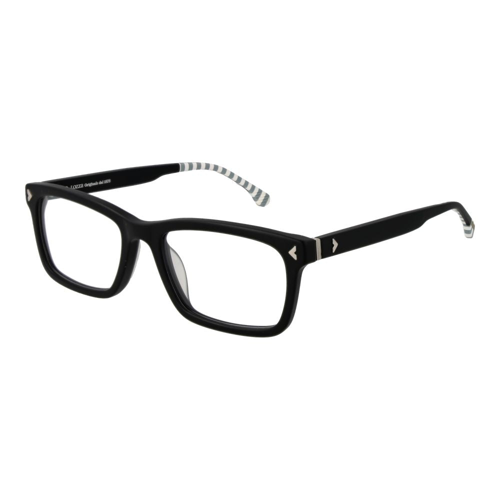Lozza Black Acetate & Plastic Glasses (Frames), full-rim rectangular style for men, black color, 55-19-145 size with demo lenses.