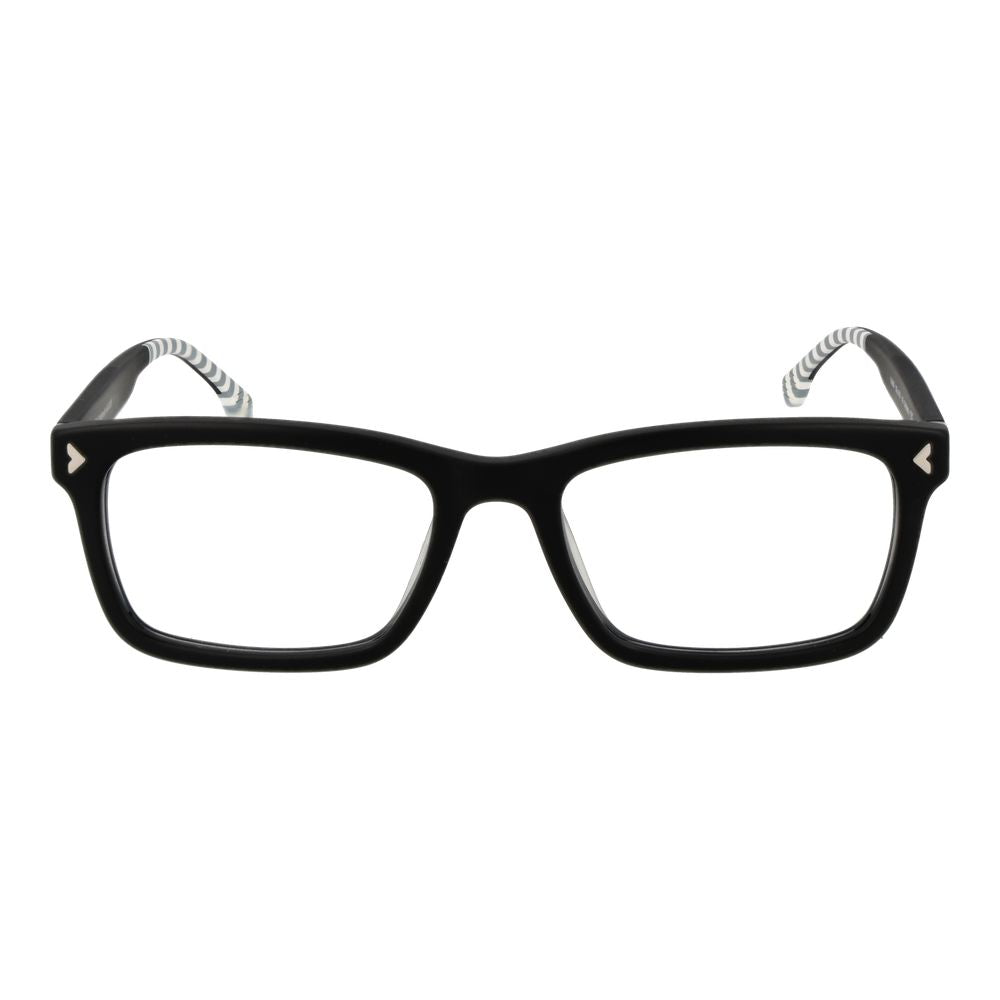 Lozza Black Acetate & Plastic Glasses (Frames), full-rim rectangle style with black frame and demo lenses for men, size 55-19-145.
