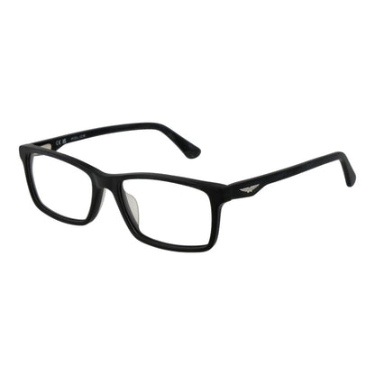 Police Black Cellulose Acetate Glasses (Frames) for men, full-rim rectangle style with demo lenses, black color, 54mm width.