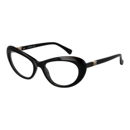 Max Mara Black Plastic Glasses (Frames), full-rim butterfly style with demo lenses, black frame, women’s eyewear.