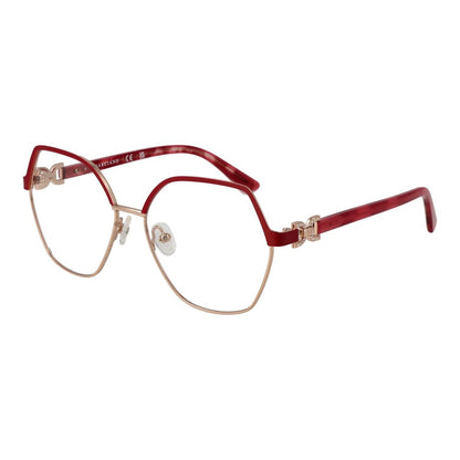 Marciano by Guess Red Metal Glasses (Frames) for women, square full-rim with demo plastic lenses, 55-15-140 size, includes branded case.