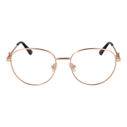Guess Rose Gold Metal Glasses (Frames) for women with full-rim panto style and spring hinge in rose gold color.