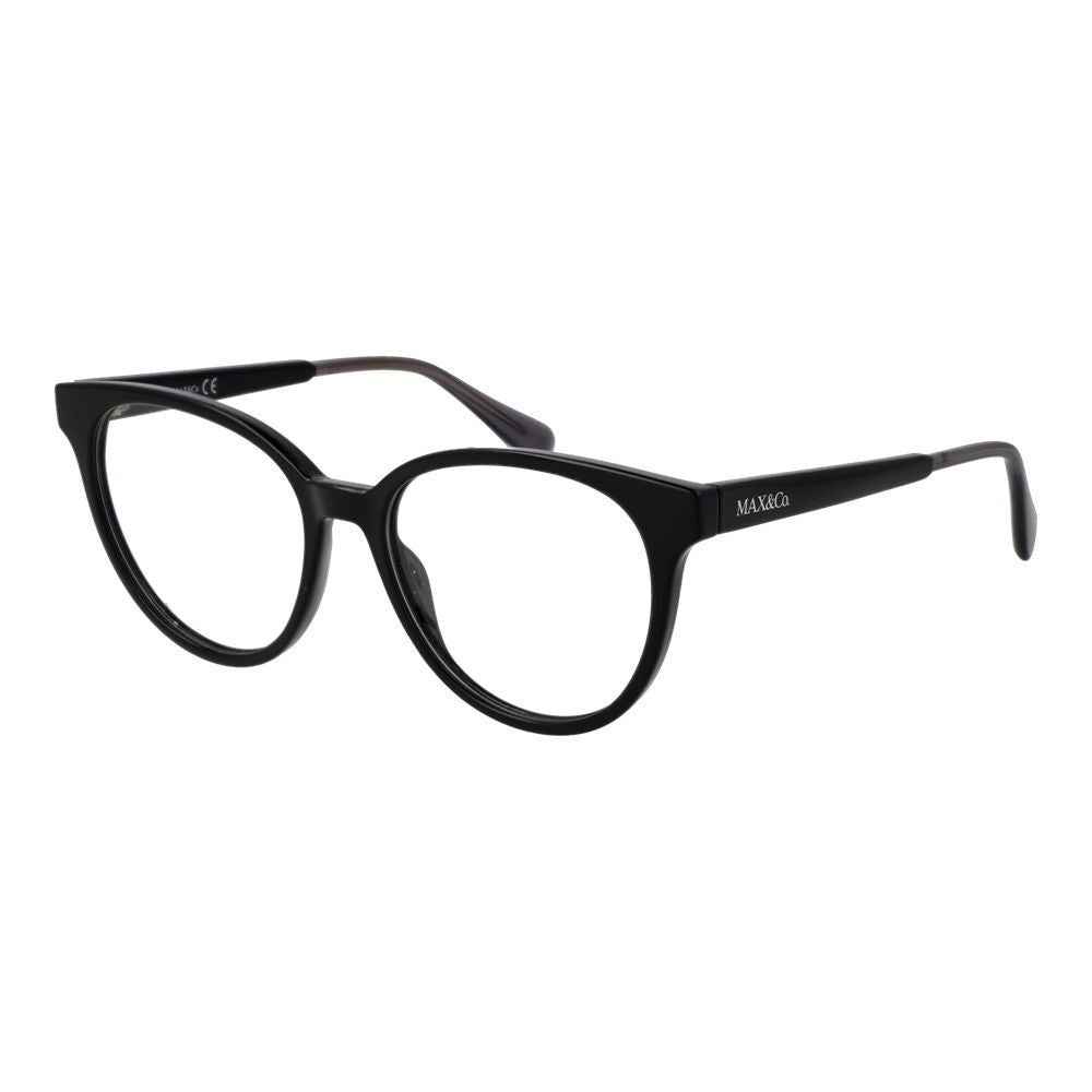 Max & Co Black Plastic Glasses (Frames) for women, full-rim, panto style, plastic frame, lens size 52-16-145.