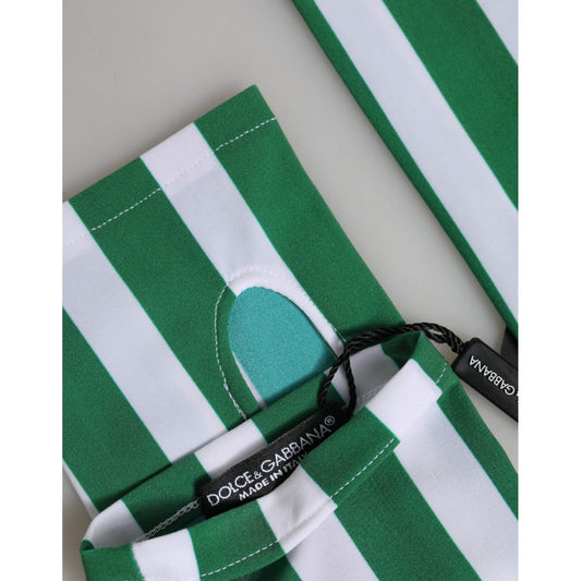 Dolce & Gabbana Green White Nylon Fingerless Wrist Length Gloves