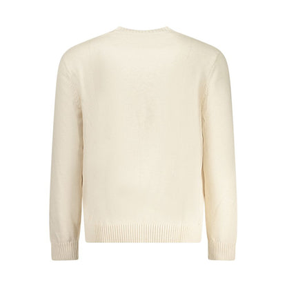 Back view of Tommy Hilfiger Beige Cotton Men Sweater with ribbed cuffs and hem.