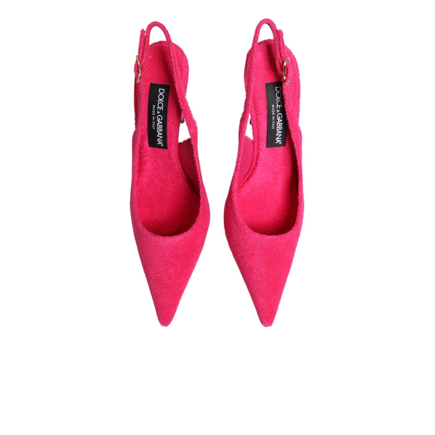 Dolce & Gabbana Pink Terry Cloth High Heels Slingback Shoes