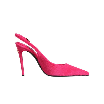 Dolce & Gabbana Pink Terry Cloth High Heels Slingback Shoes