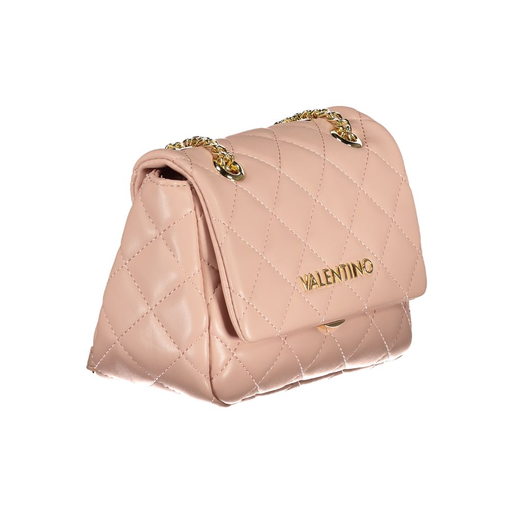 Mario Valentino Pink Polyethylene Women Handbag with gold chain and Valentino logo on quilted design