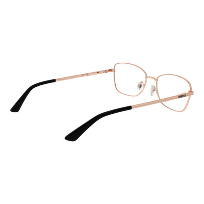 Guess Black Metal Glasses (Frames) for women, full-rim rectangular style with black metal frame. Includes branded case, demo glasses included.