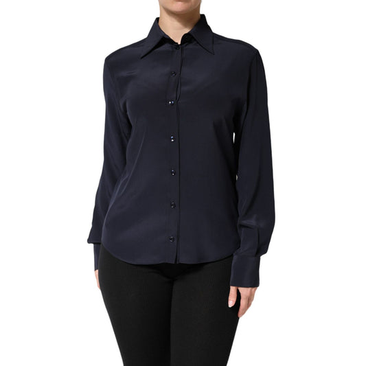 Dolce & Gabbana Blue Collared Long Sleeves Dress Shirt Top