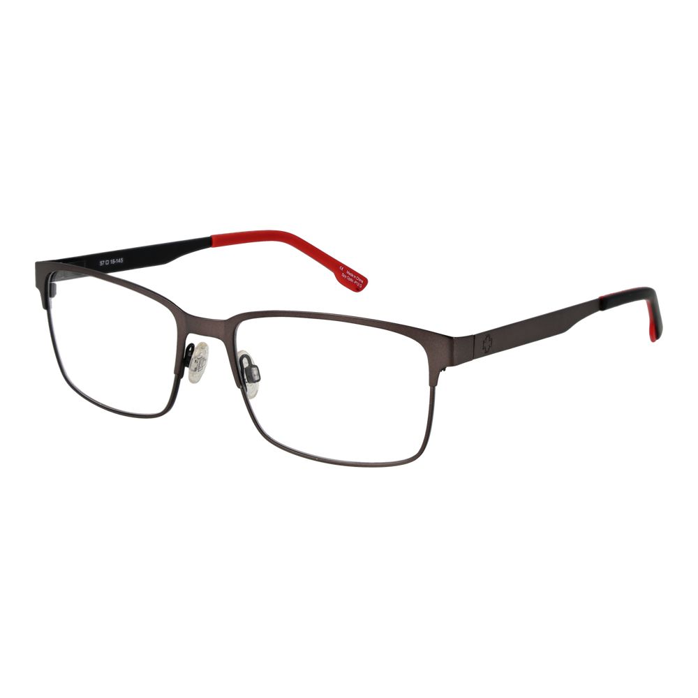Alt Tag: Spy Black Plastic Glasses (Frames) with full-rim unisex plastic frame in black, rectangular style, spring hinge, and demo lenses.