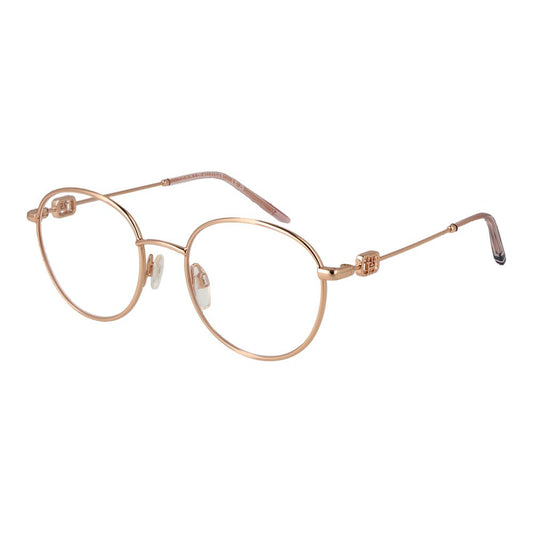Tommy Hilfiger Gold Stainless Steel Glasses (Frames) for Women, Full-Rim, Panto Style, Demo Lenses, Size 50-0-140.