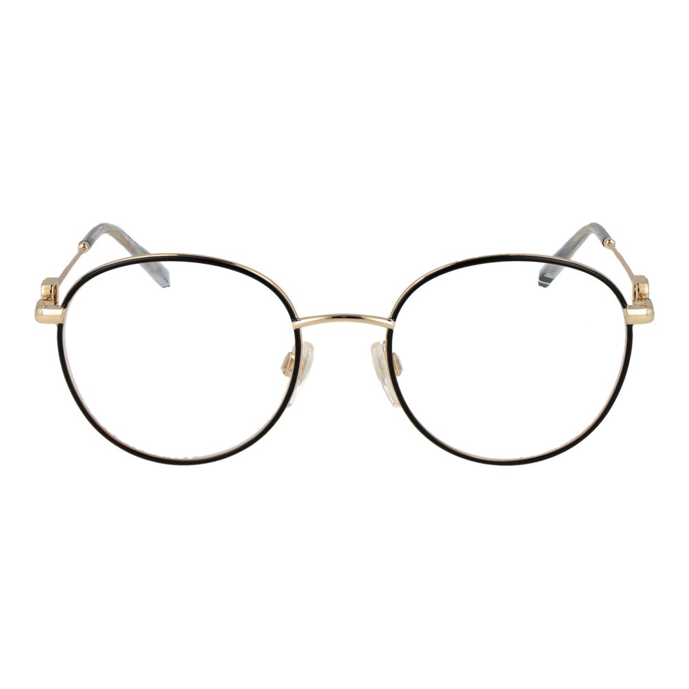 Tommy Hilfiger Gold Metal Glasses (Frames) for Women, full-rim panto style, gold metal frame with demo lenses.
