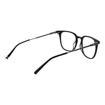 Tommy Hilfiger Black Acetate Glasses (Frames) for men, full-rim rectangle style with demo lenses, black color