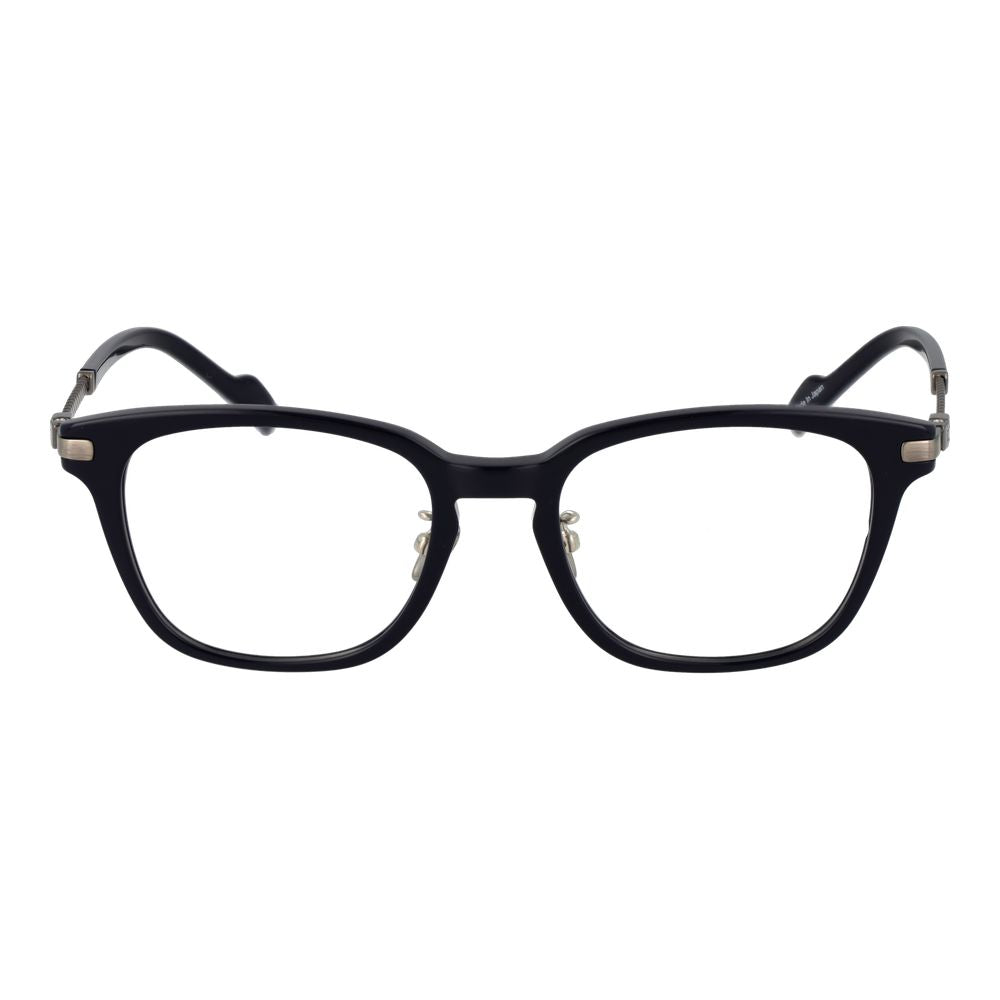 Yohji Yamamoto Blue Metal & Plastic Glasses (Frames), unisex rectangle full-rim style with 50mm plastic lenses and blue frame.