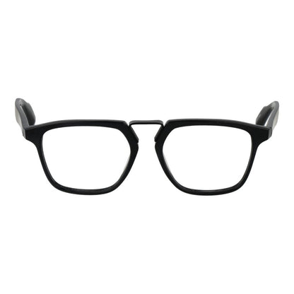 Yohji Yamamoto Black Plastic Glasses (Frames), rectangular full-rim style for men with demo lenses and branded soft case.