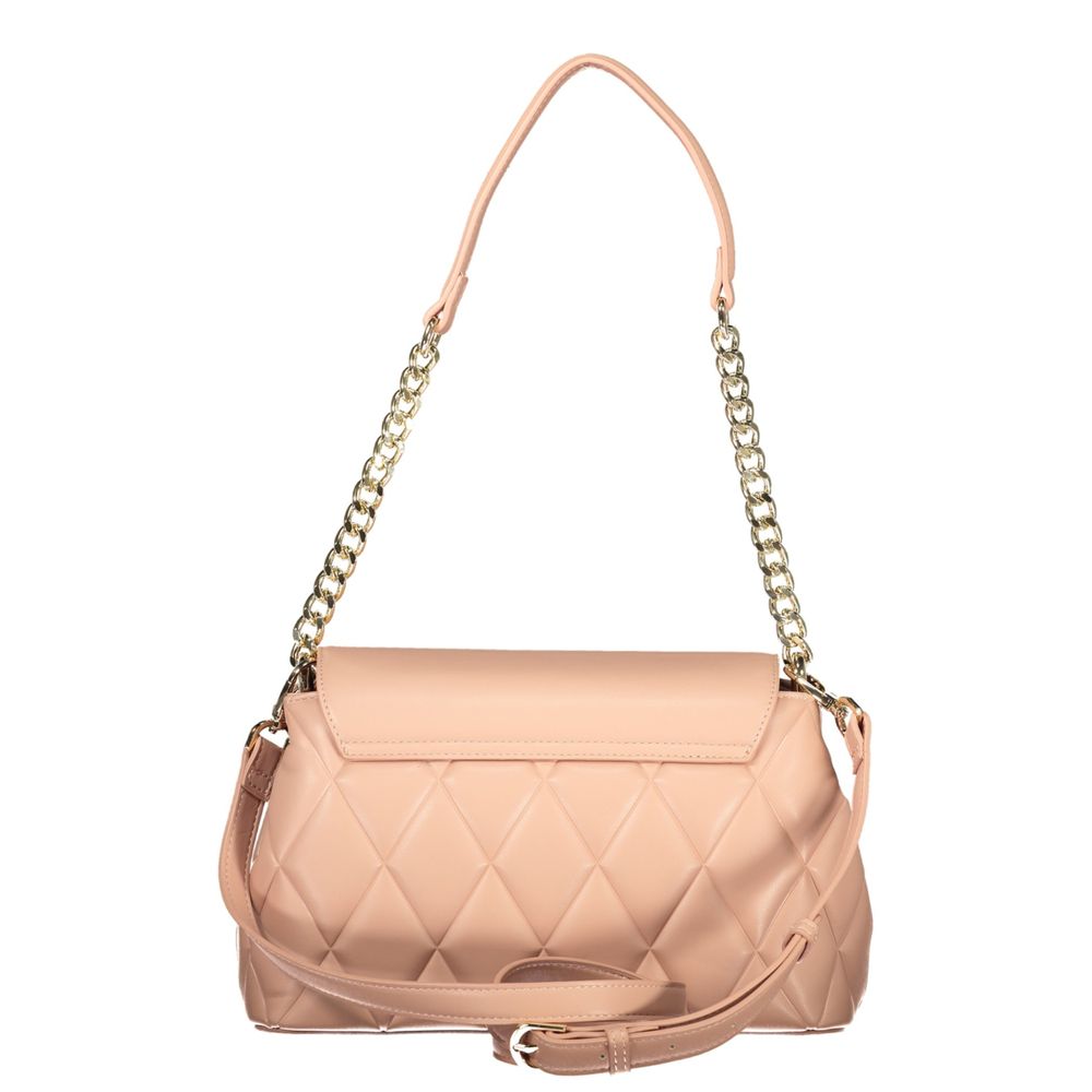 Mario Valentino Pink Polyethylene Women Handbag with chain handle and strap, quilted texture, and stylish design.