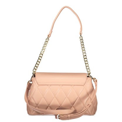 Mario Valentino Pink Polyethylene Women Handbag with chain handle and strap, quilted texture, and stylish design.