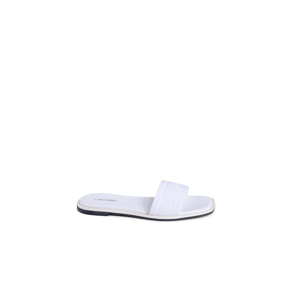 Calvin Klein White Recycled Polyester Sandals - Women's Slide Sandal, Eco-Friendly Design, Comfortable and Stylish Footwear Option.