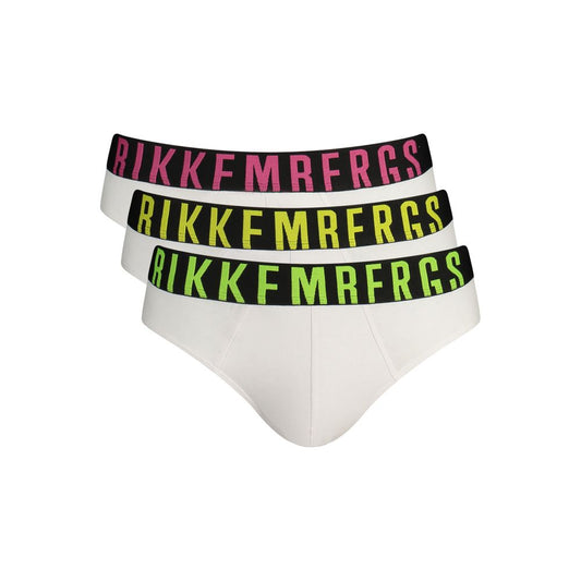 Bikkembergs Fluorescent White Polyester Men's Brief