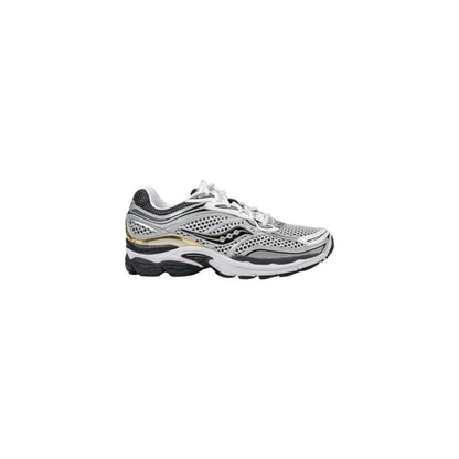 Saucony Gray Mesh Athletic Sneakers, sporty round toe lace-up design, perfect for running and casual wear.