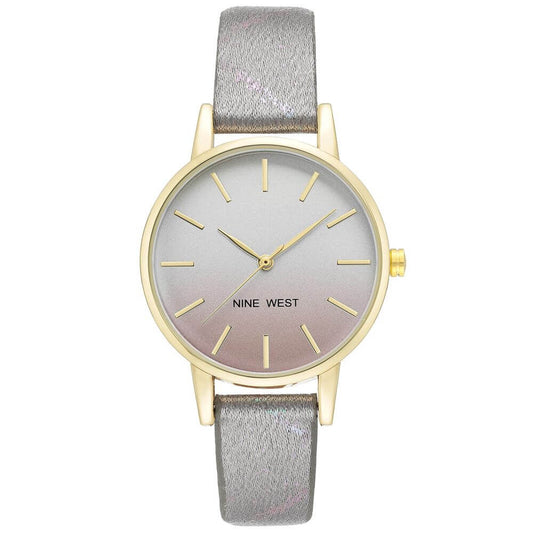 Nine West Gray Leather Dress Watch