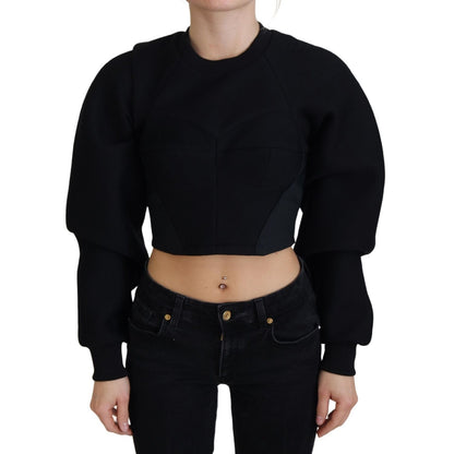 Philosophy Black Cropped Zipper Back Sweatshirt Sweater