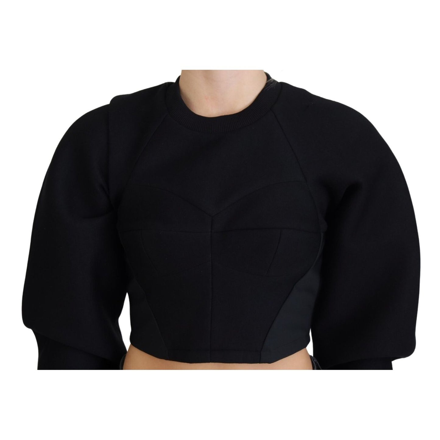 Philosophy Black Cropped Zipper Back Sweatshirt Sweater