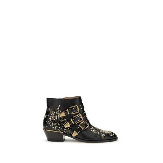 Chloé Black Calf Leather Bos Taurus Lace-Up Boots