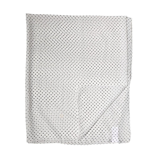 Dolce & Gabbana White Polka Dot Polyester Shawl Scarf