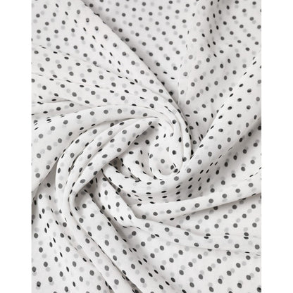 Dolce & Gabbana White Polka Dot Polyester Shawl Scarf