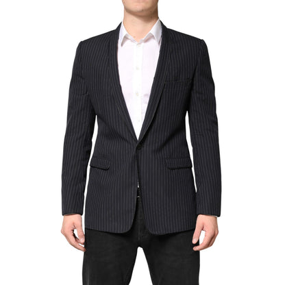 Dolce & Gabbana Dark Gray Stripes 1 Button Suit Jacket Blazer